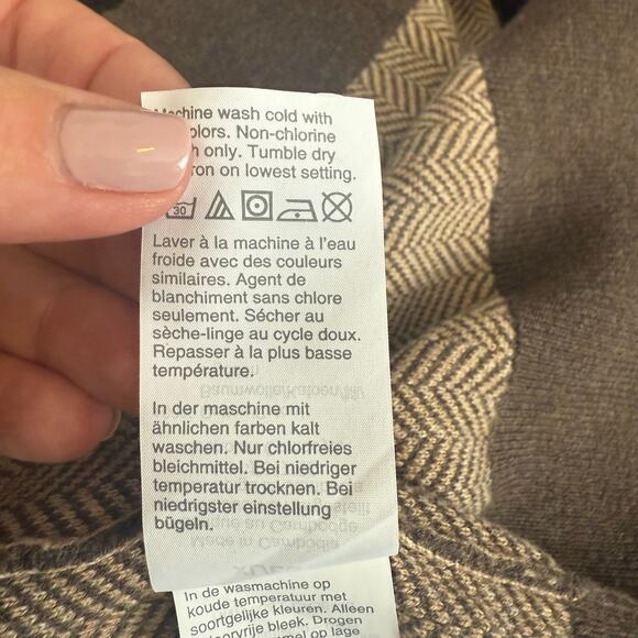 J.CREW 100% COTTON KNIT SWEATER BROWN & TAN HERRINGBONE Size XL - Picture 6 of 6